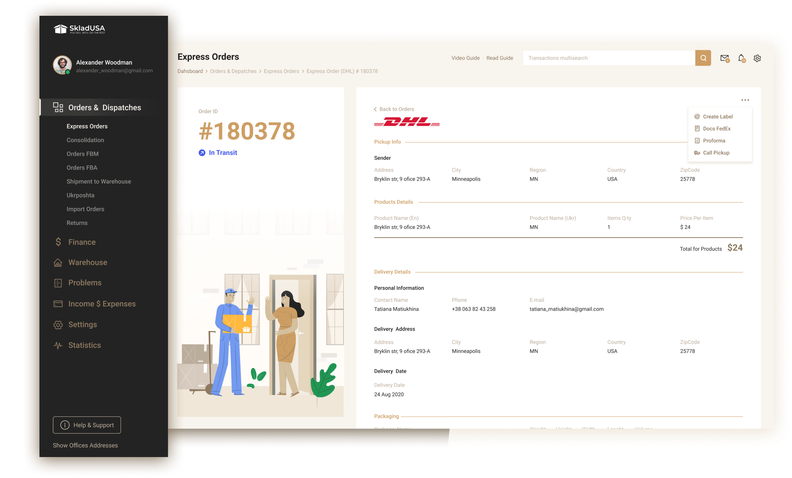 Custom CRM Solution for SkladUSA Logistics Company - Picture №43