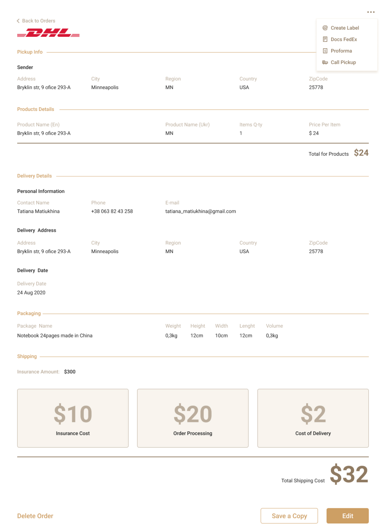 Custom CRM Solution for SkladUSA Logistics Company - Picture №44